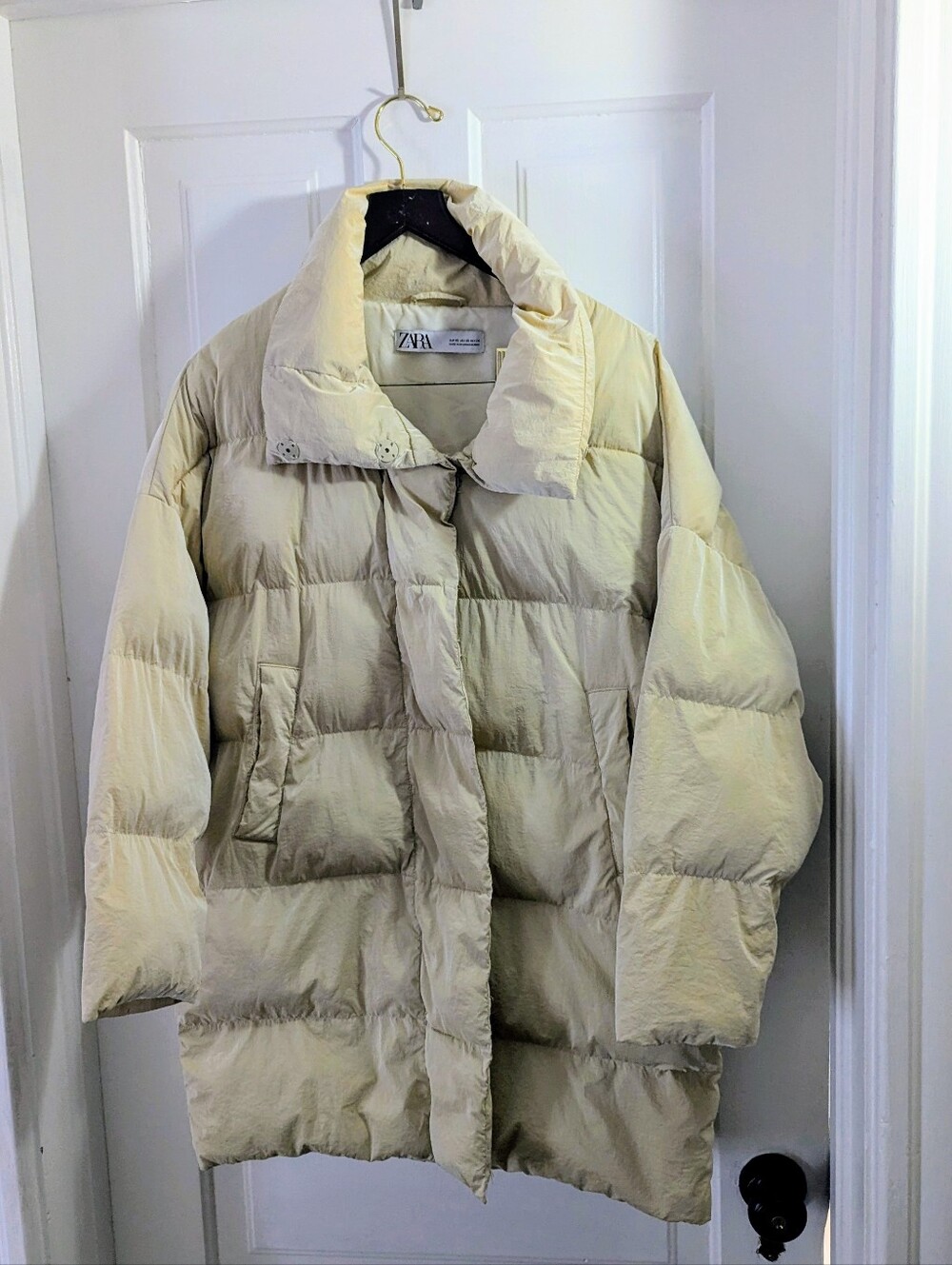 Zara Off-White Quilted Puffer Jacket Xs-small